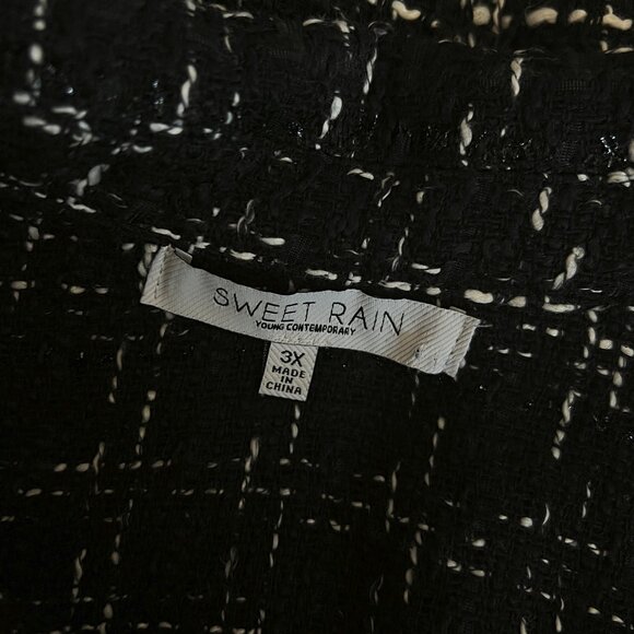 Sweet Rain - Light Weight Tweed Jacket Over Piece - Size 3X - Black White - Picture 9 of 11